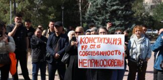 На митинг против нового Земельного кодекса в Бишкеке вышли около 50 человек